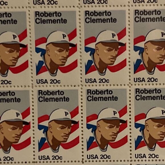 MNH 1984 Roberto Clemente 50 20c Sheet of Stamps - Picture 1 of 2